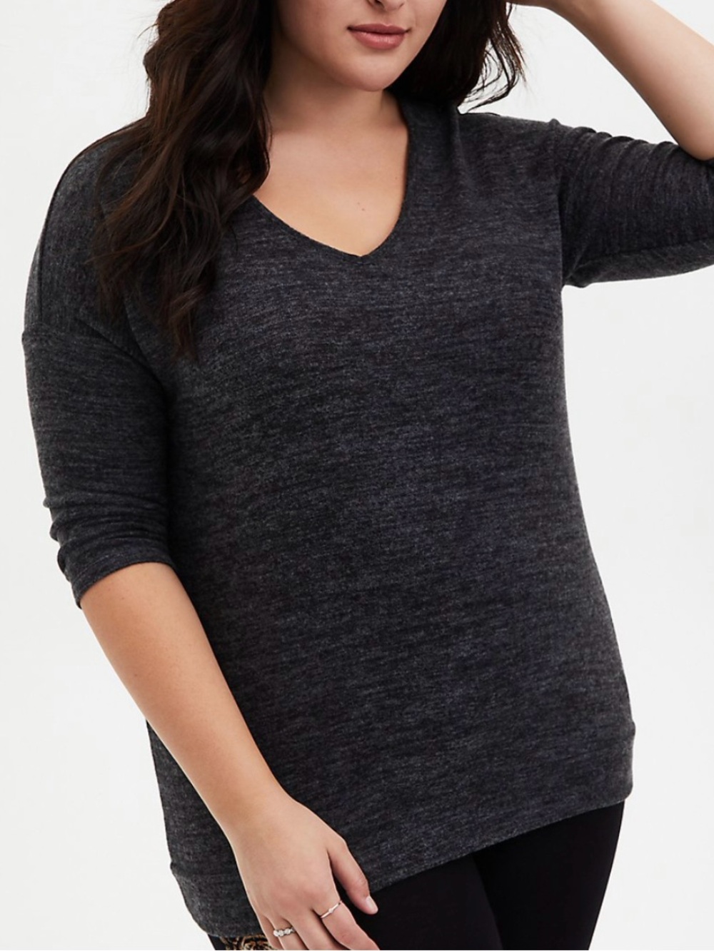 Torrid Super Soft Charcoal Heather Gray V-Neck Sweater Top Size 2X